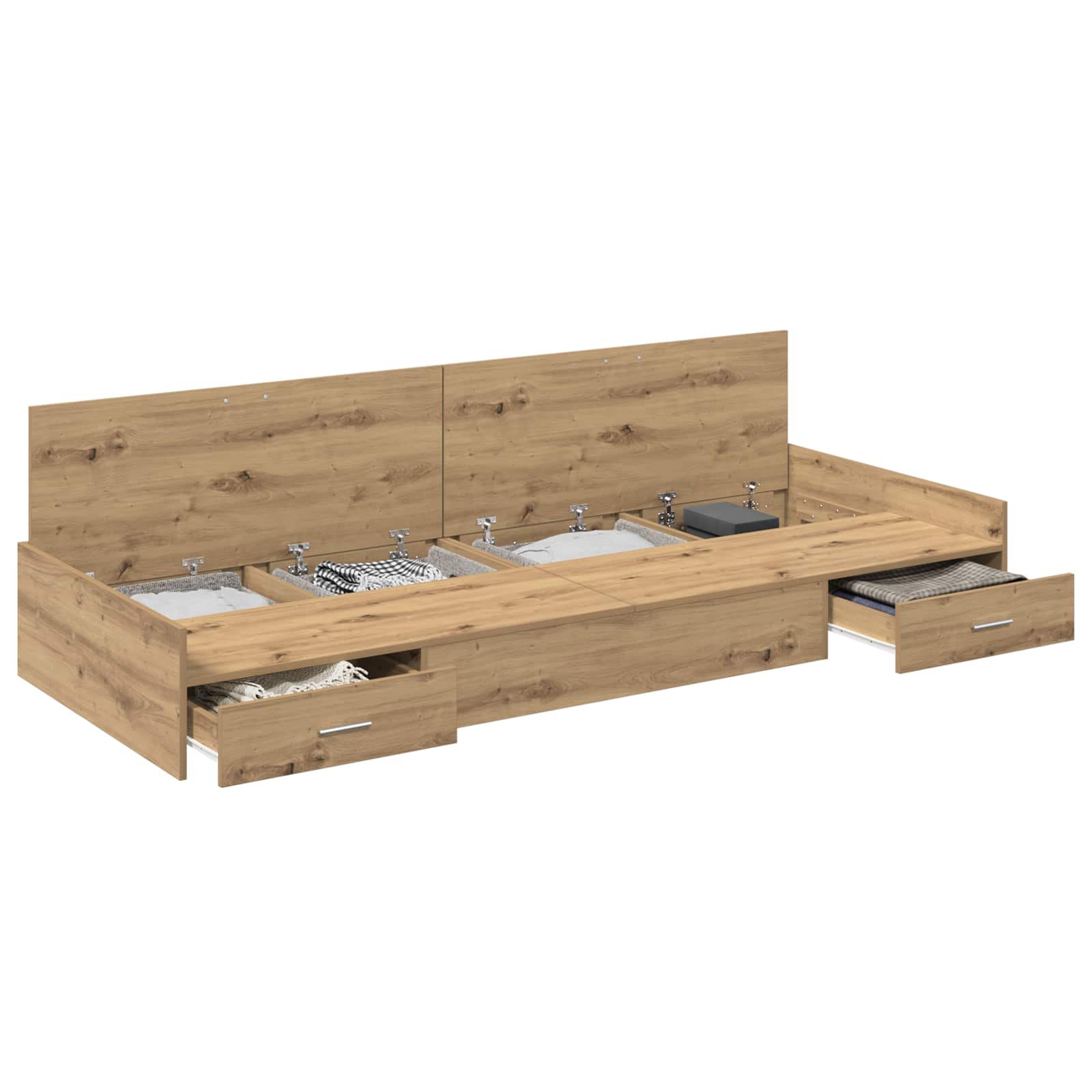 vidaXL Ramka łóżka Z zagłówkiem Dąb rzemieślniczy 90 x 200 cm