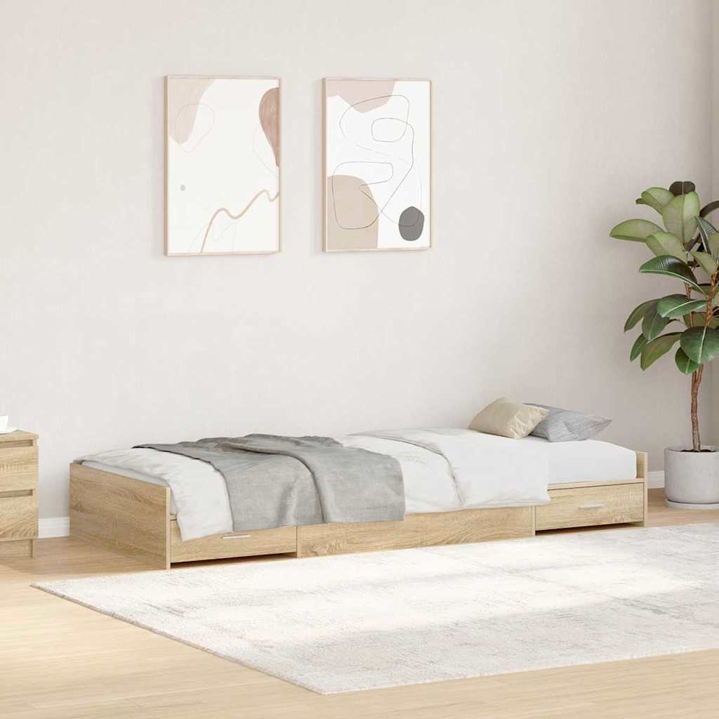 vidaXL Ramka łóżka Dąb Sonoma 80 x 200 cm Materiał drewnopochodny