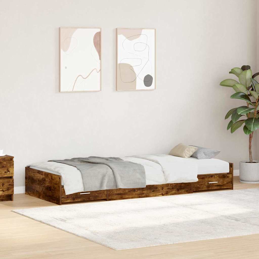 vidaXL Ramka łóżka Dąb wędzony 80 x 200 cm Materiał drewnopochodny