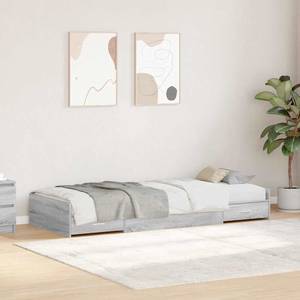 vidaXL Ramka łóżka Szary Sonoma 80 x 200 cm Materiał drewnopochodny