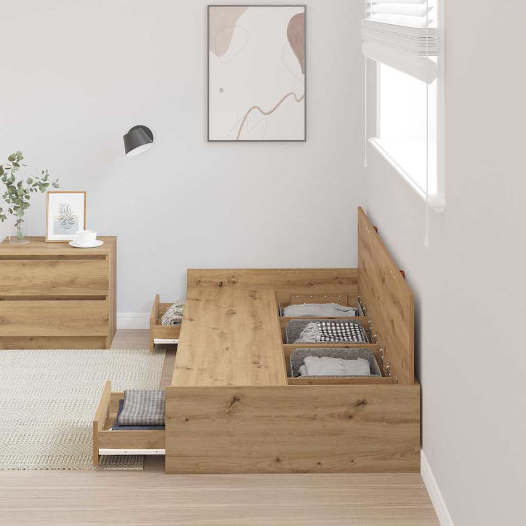 vidaXL Ramka łóżka Z zagłówkiem Dąb rzemieślniczy 80 x 200 cm