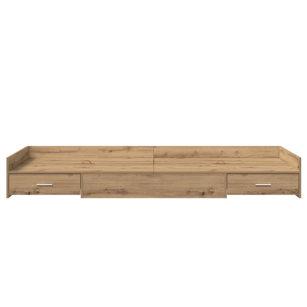 vidaXL Ramka łóżka Z zagłówkiem Dąb rzemieślniczy 90 x 190 cm