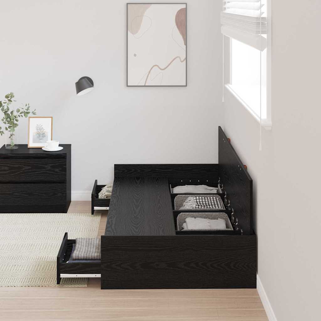 vidaXL Ramka łóżka Czarny Dąb 75 x 190 cm Materiał drewnopochodny