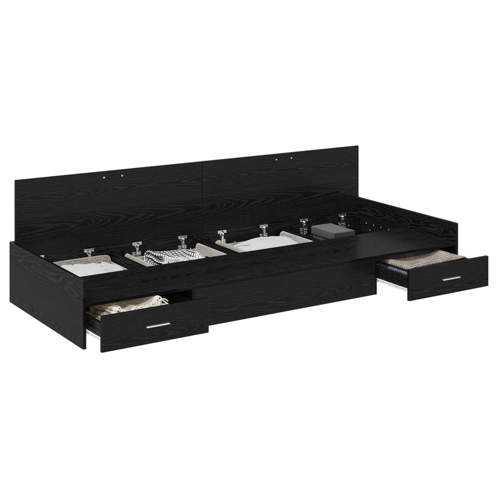 vidaXL Ramka łóżka Czarny Dąb 75 x 190 cm Materiał drewnopochodny