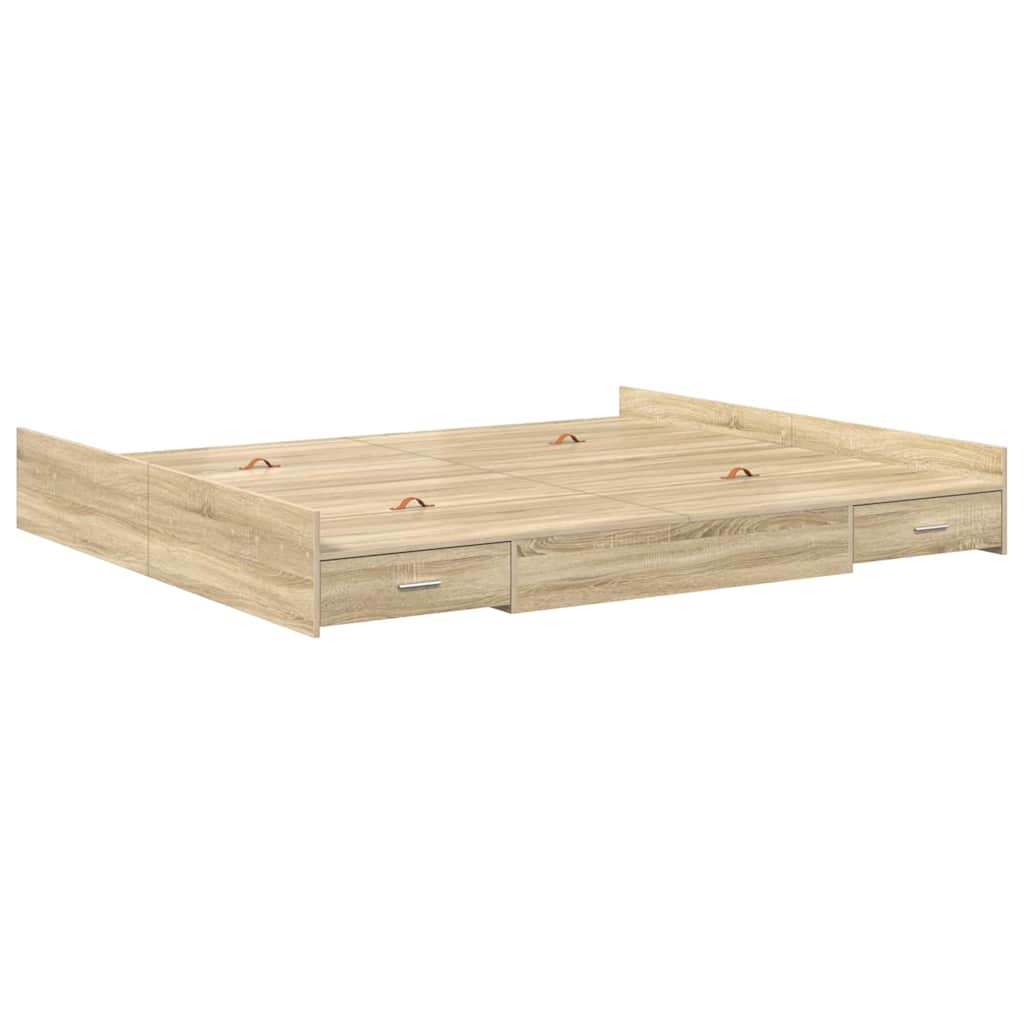 vidaXL Rama łóżka z miejscem na przechowywanie Dąb Sonoma 200 x 200 cm