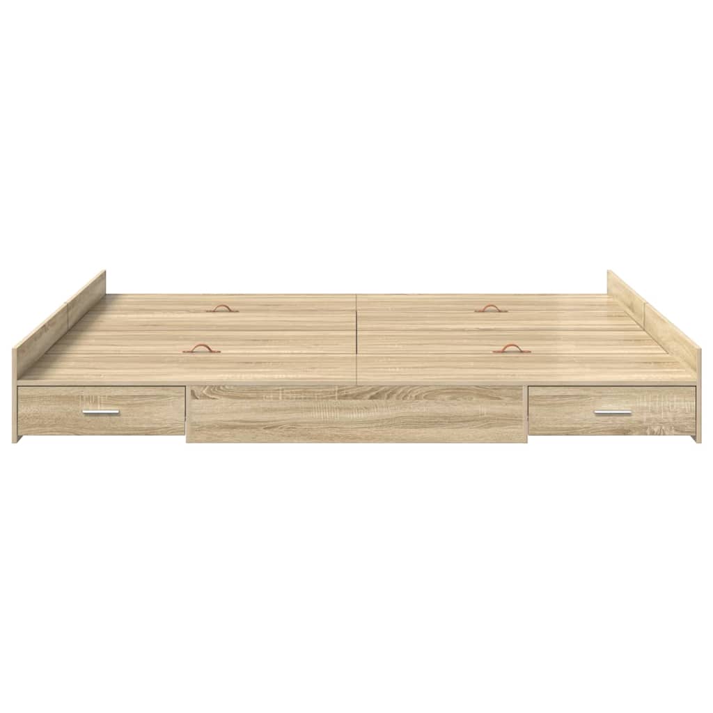 vidaXL Rama łóżka z miejscem na przechowywanie Dąb Sonoma 200 x 200 cm