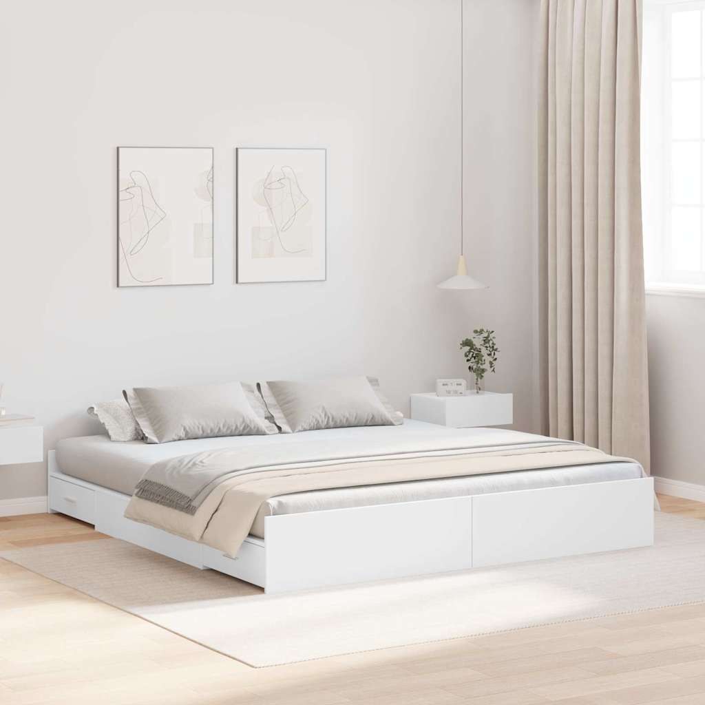 vidaXL Rama łóżka z miejscem na przechowywanie Biały 180 x 200 cm