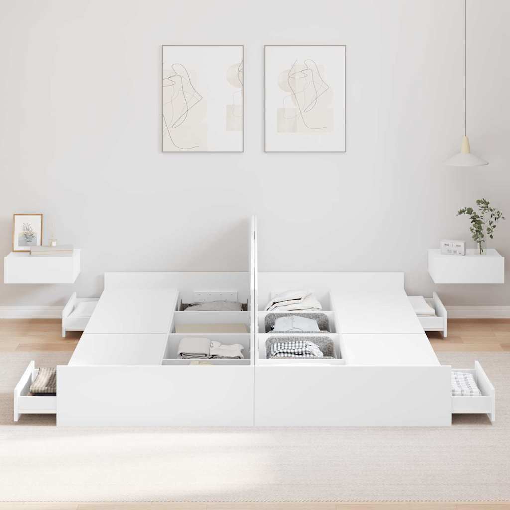 vidaXL Rama łóżka z miejscem na przechowywanie Biały 180 x 200 cm