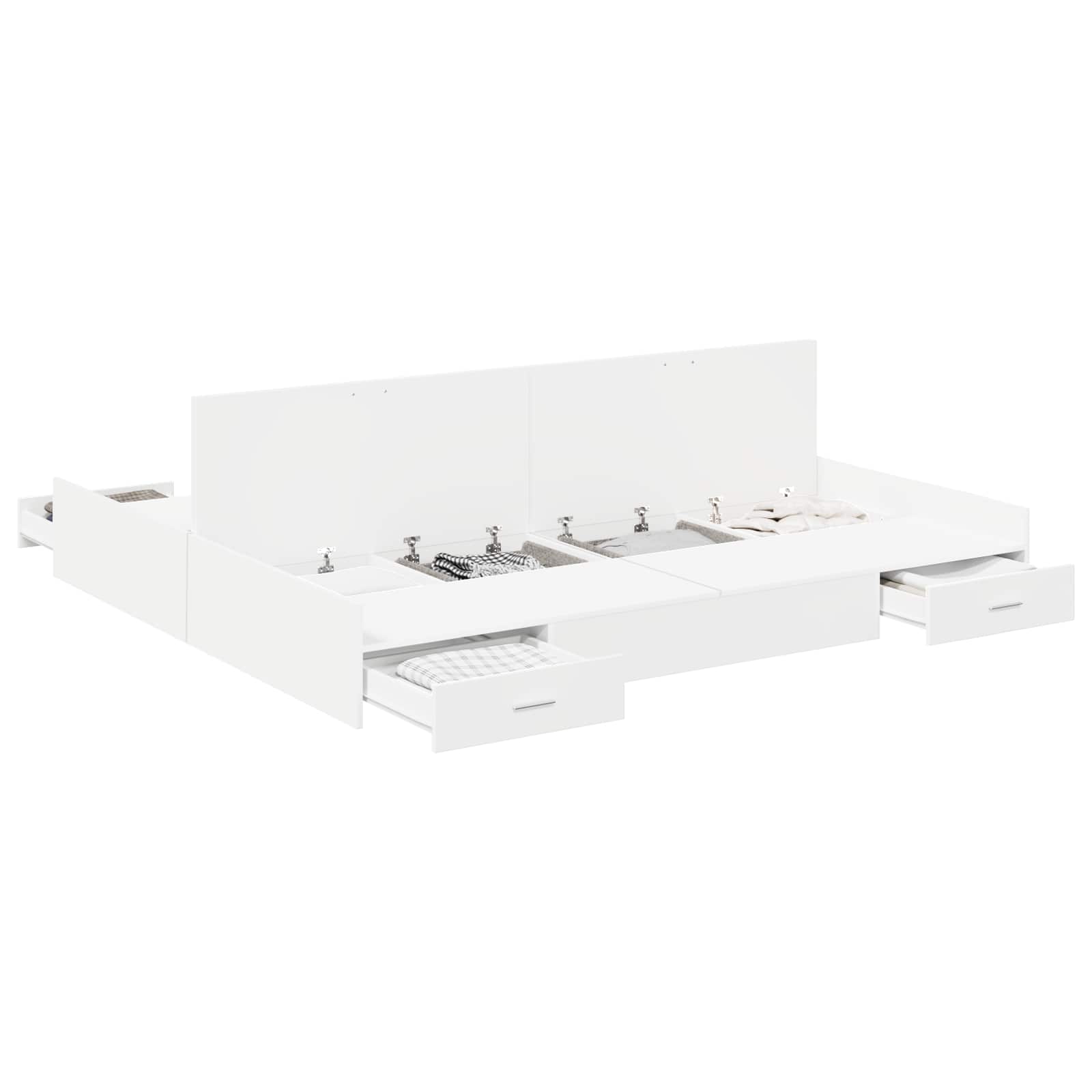 vidaXL Rama łóżka z miejscem na przechowywanie Biały 180 x 200 cm