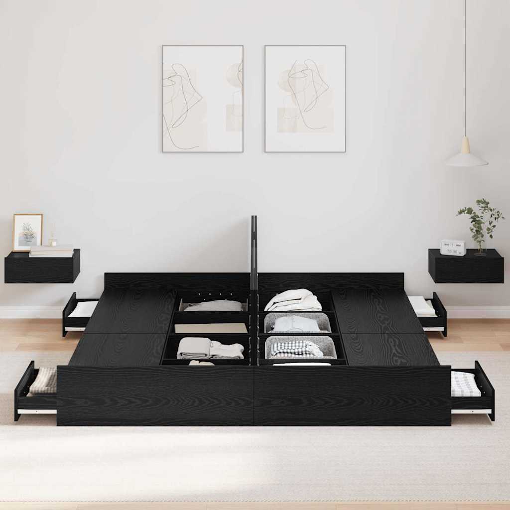 vidaXL Rama łóżka z miejscem na przechowywanie Czarny Dąb 180 x 200 cm