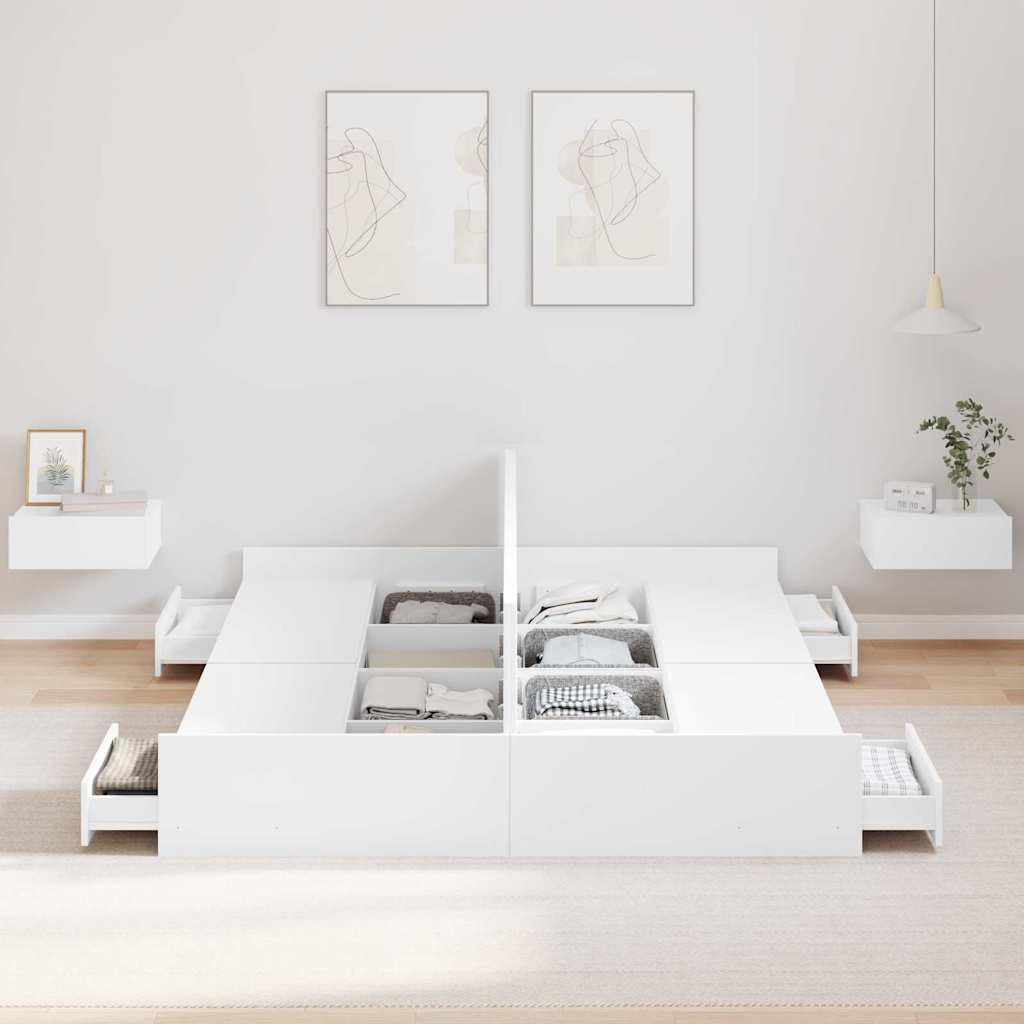 vidaXL Rama łóżka z miejscem na przechowywanie Biały 150 x 200 cm