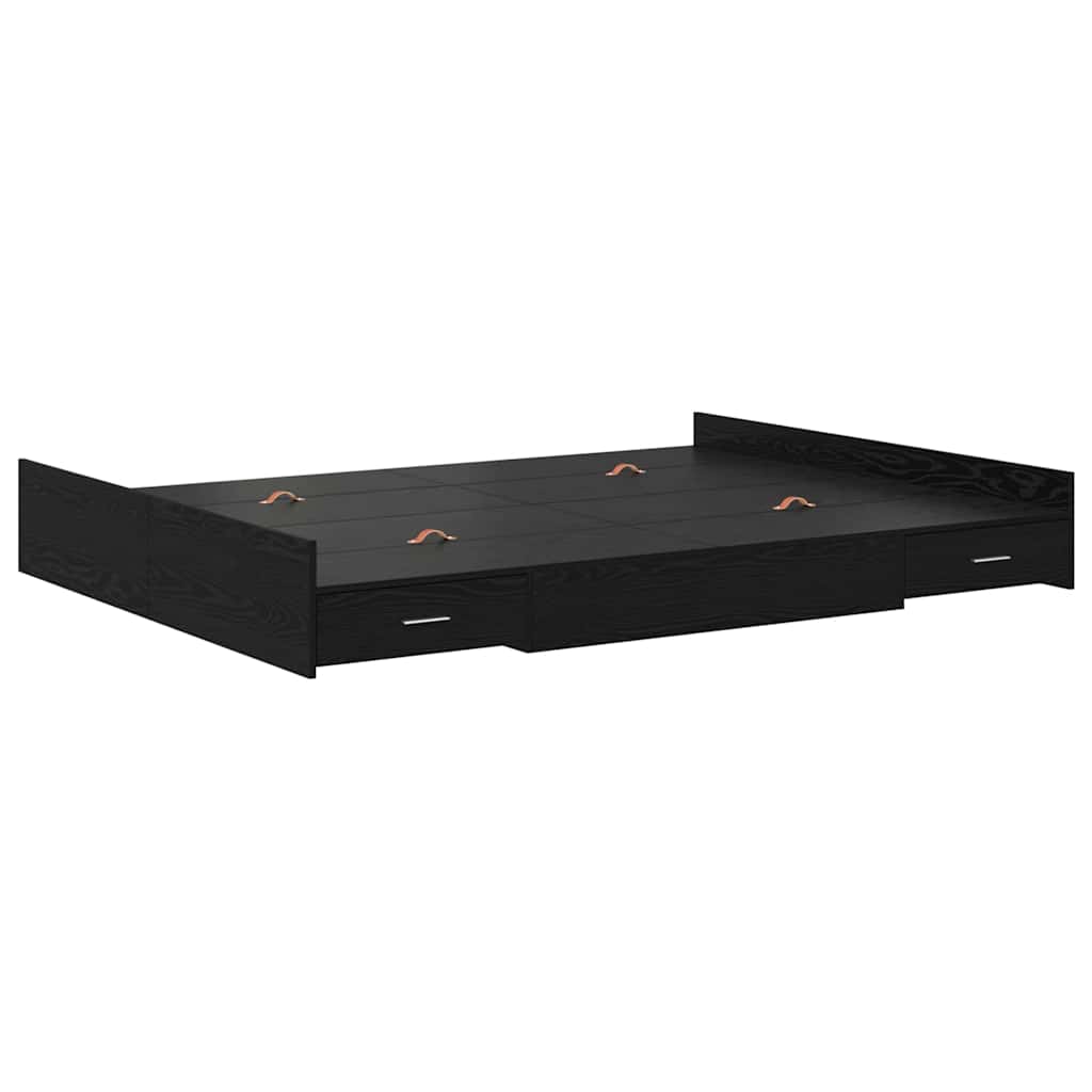 vidaXL Rama łóżka z miejscem na przechowywanie Czarny Dąb 150 x 200 cm