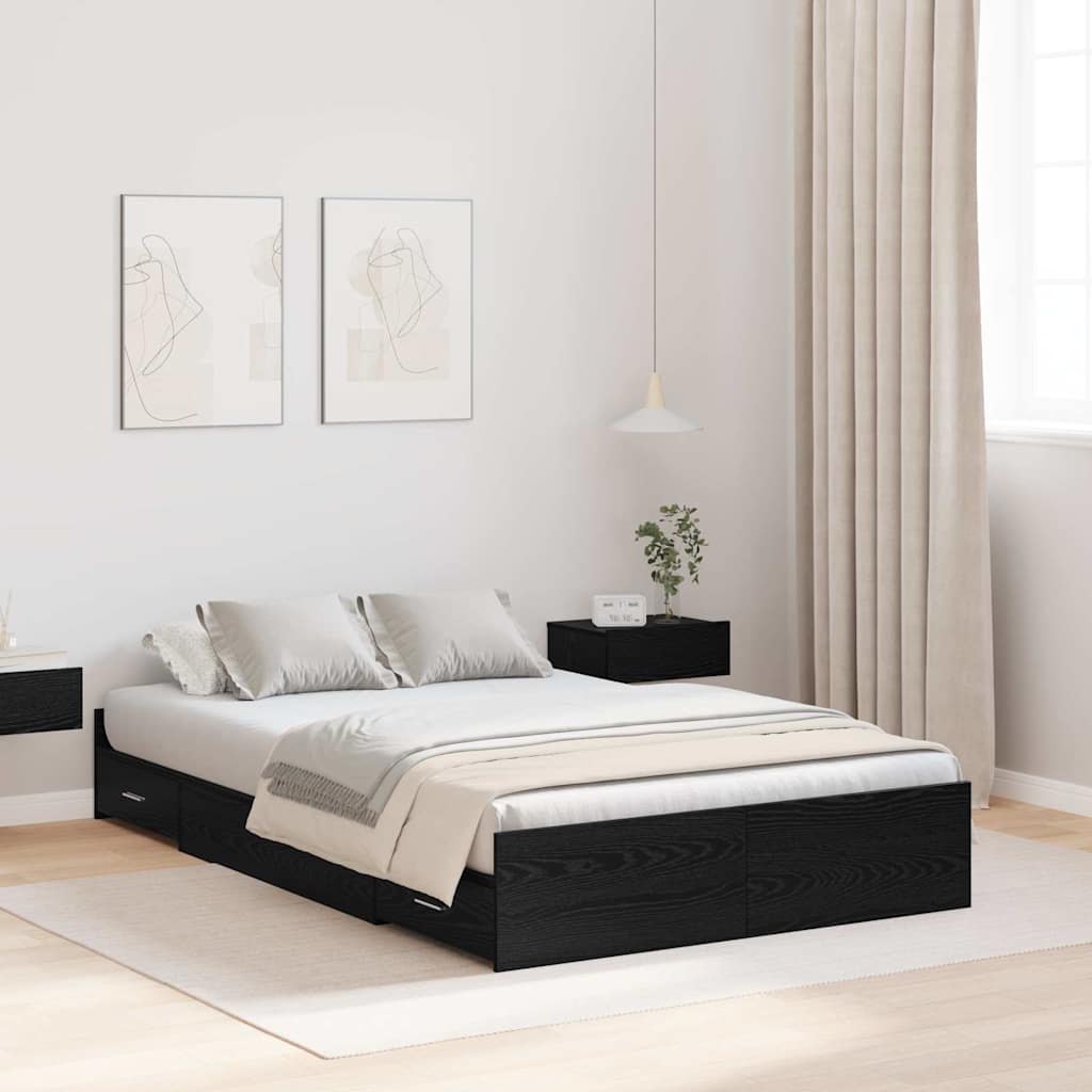 vidaXL Rama łóżka z miejscem na przechowywanie Czarny Dąb 120 x 200 cm