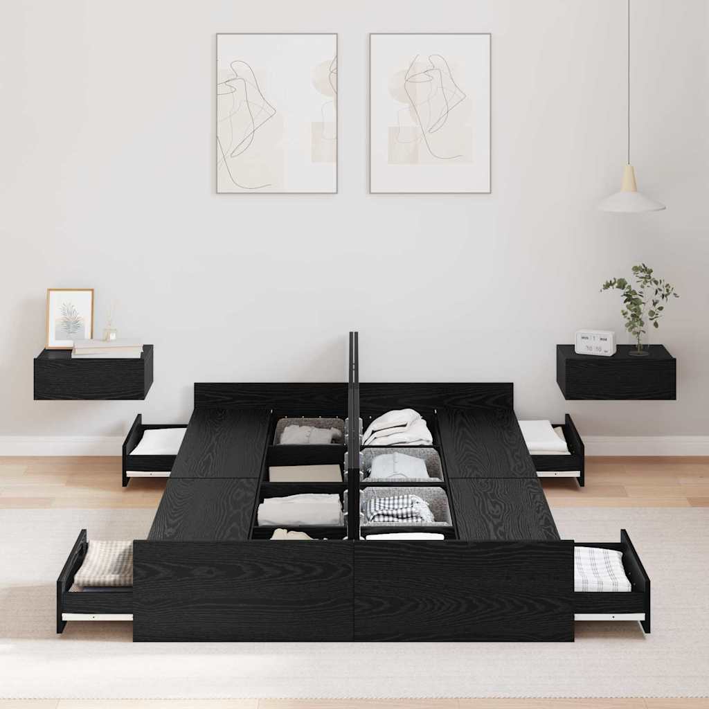 vidaXL Rama łóżka z miejscem na przechowywanie Czarny Dąb 120 x 200 cm
