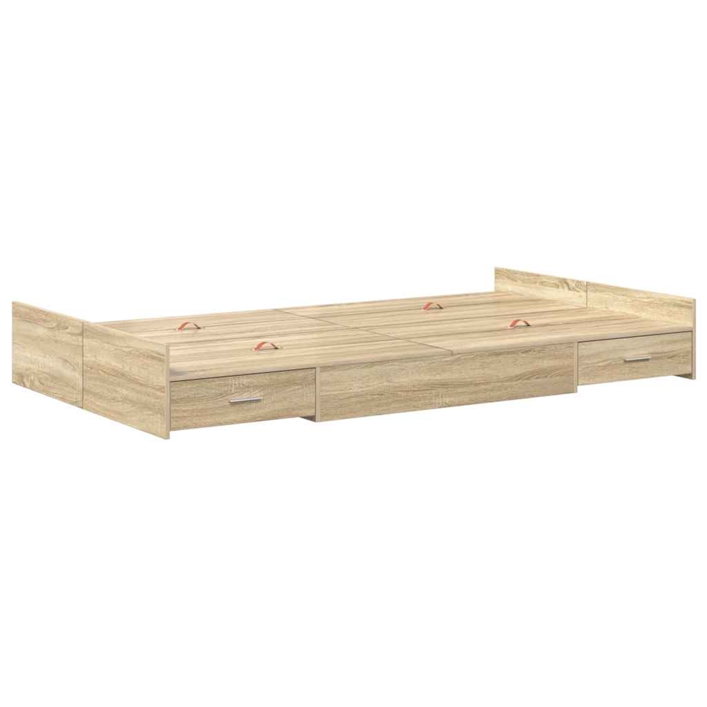 vidaXL Rama łóżka z miejscem na przechowywanie Dąb Sonoma 120 x 200 cm