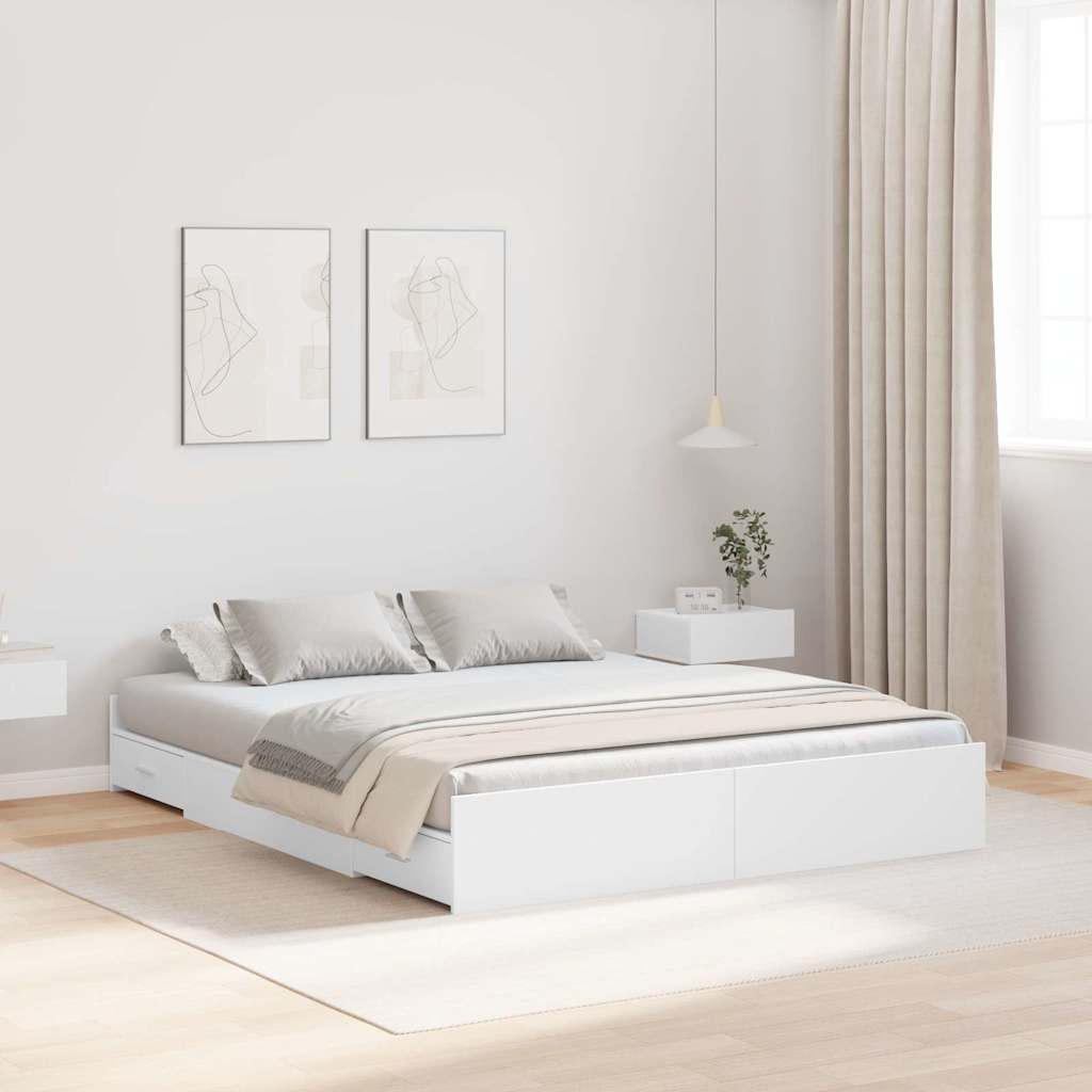 vidaXL Rama łóżka z miejscem na przechowywanie Biały 140 x 190 cm