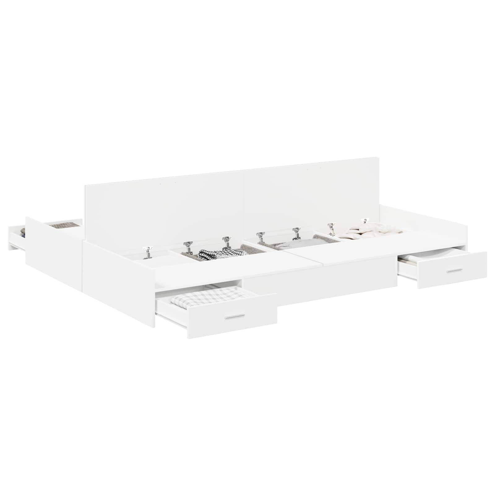 vidaXL Rama łóżka z miejscem na przechowywanie Biały 140 x 190 cm