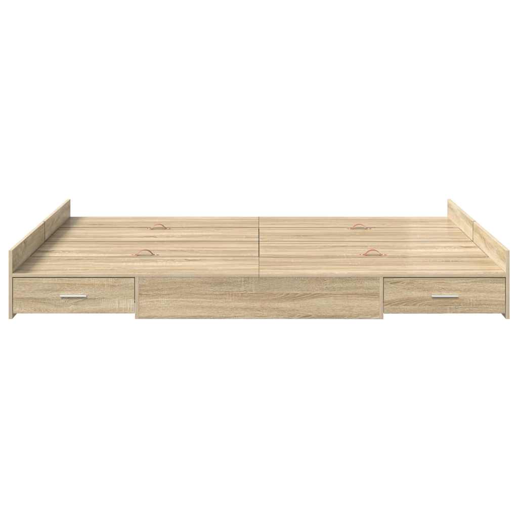 vidaXL Rama łóżka z miejscem na przechowywanie Dąb Sonoma 140 x 190 cm