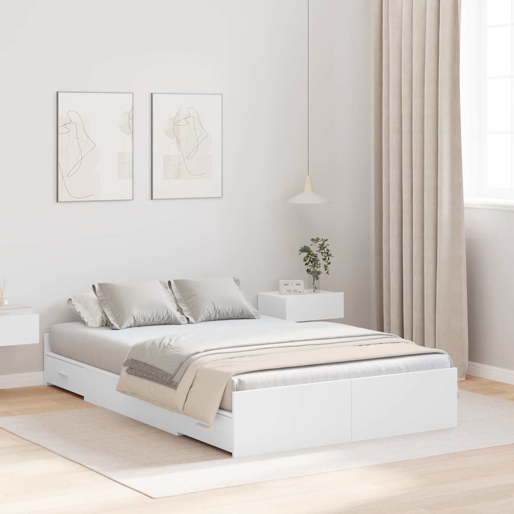 vidaXL Rama łóżka z miejscem na przechowywanie Biały 120 x 190 cm