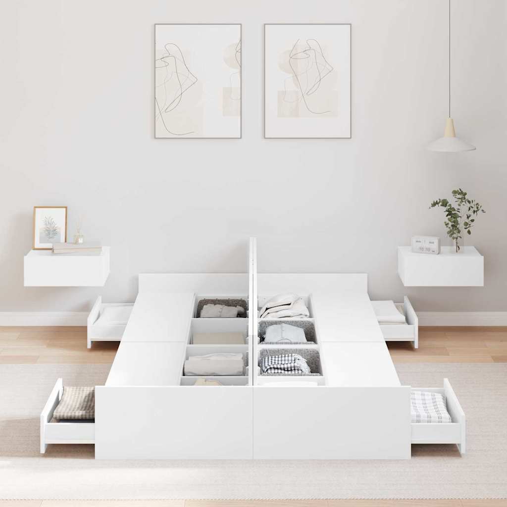 vidaXL Rama łóżka z miejscem na przechowywanie Biały 120 x 190 cm