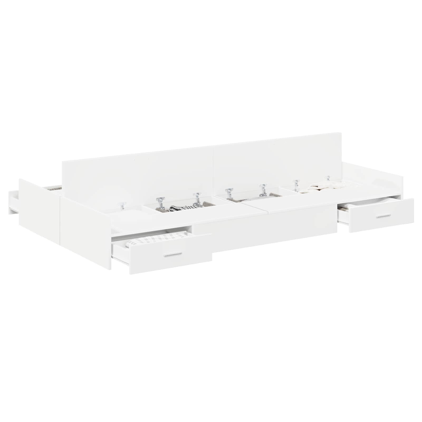 vidaXL Rama łóżka z miejscem na przechowywanie Biały 120 x 190 cm