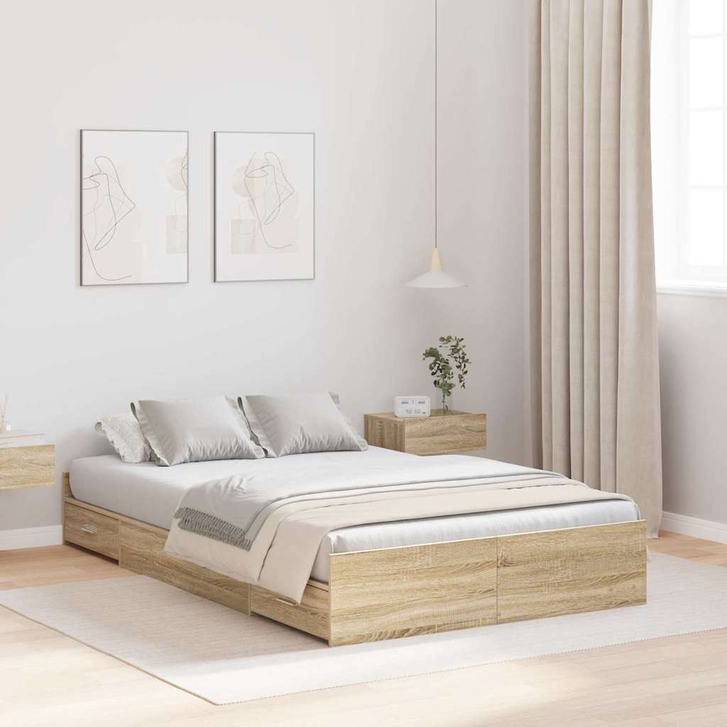 vidaXL Rama łóżka z miejscem na przechowywanie Dąb Sonoma 120 x 190 cm