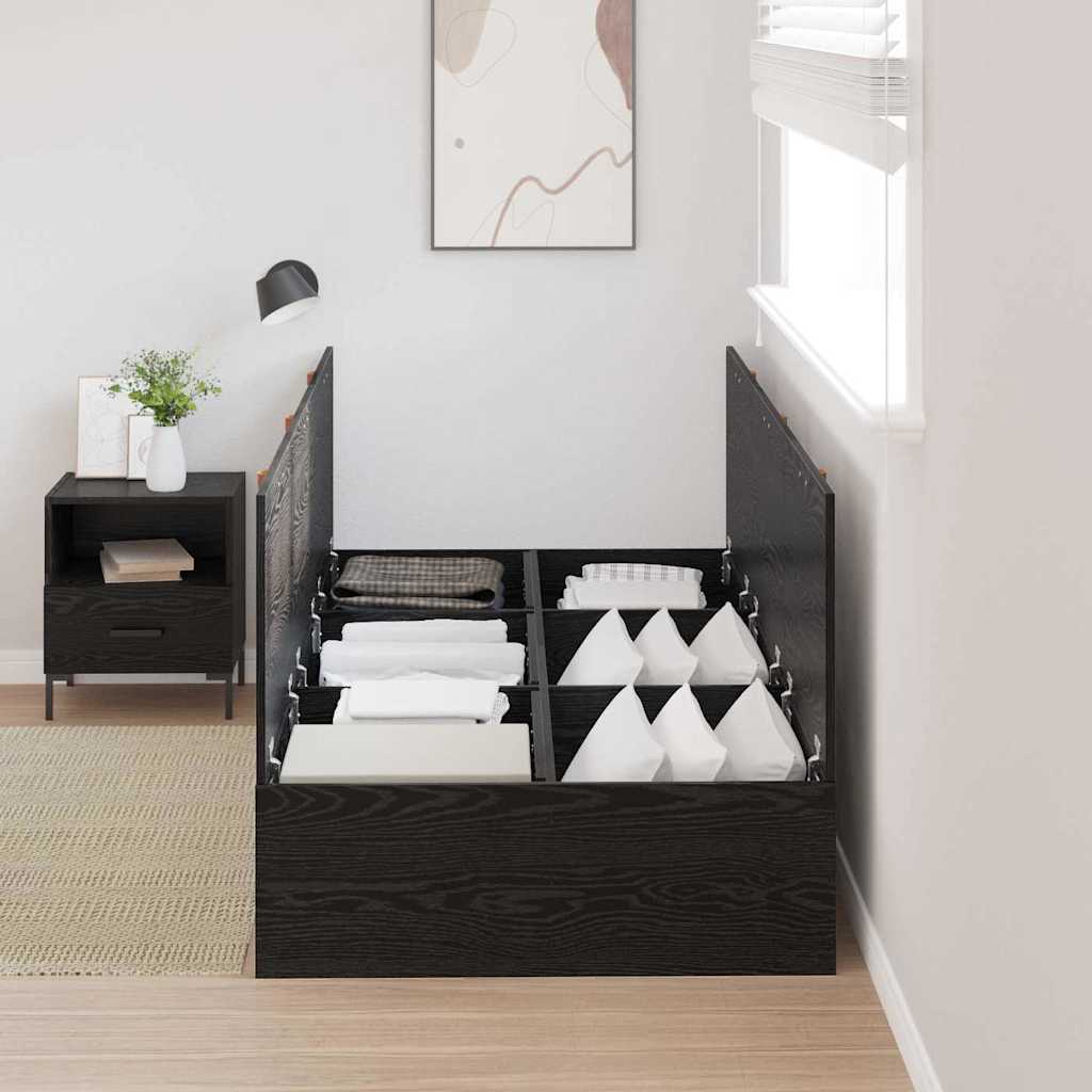 vidaXL Rama łóżka z miejscem na przechowywanie Czarny Dąb 100 x 200 cm