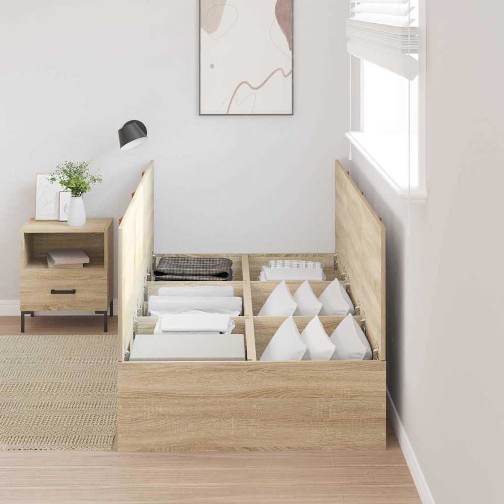 vidaXL Rama łóżka z miejscem na przechowywanie Dąb Sonoma 100 x 200 cm