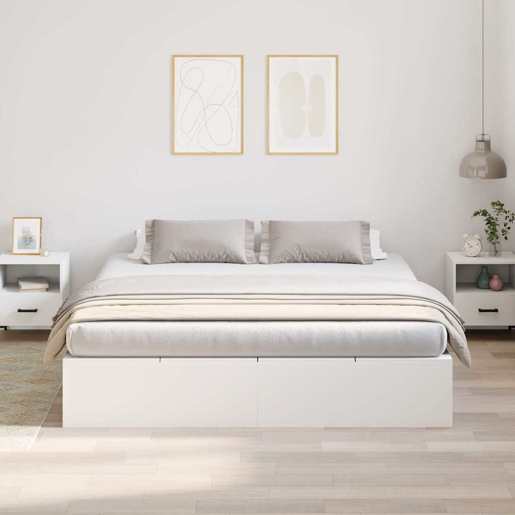 vidaXL Rama łóżka z miejscem na przechowywanie Biały 200 x 200 cm