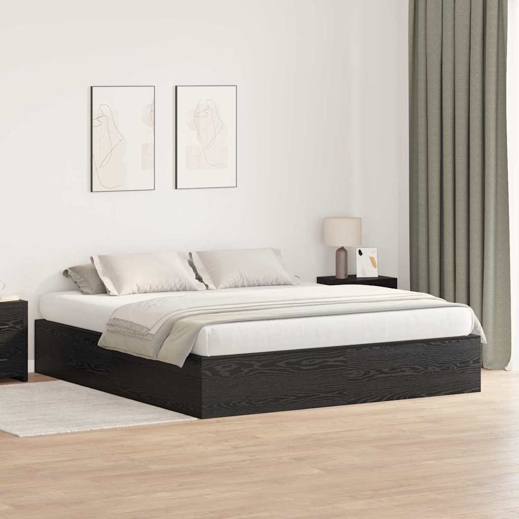 vidaXL Rama łóżka z miejscem na przechowywanie Czarny Dąb 200 x 200 cm