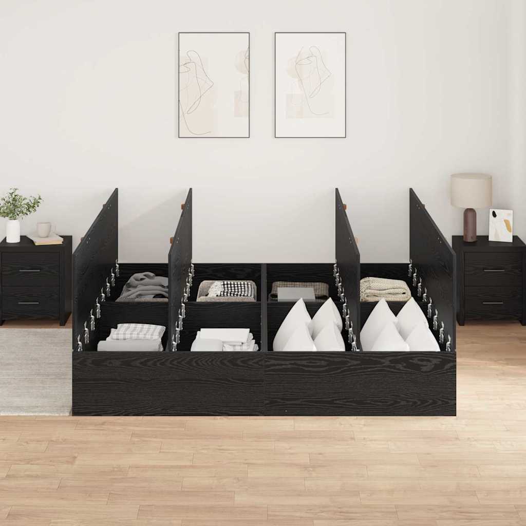 vidaXL Rama łóżka z miejscem na przechowywanie Czarny Dąb 200 x 200 cm