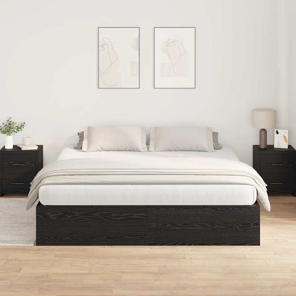 vidaXL Rama łóżka z miejscem na przechowywanie Czarny Dąb 200 x 200 cm
