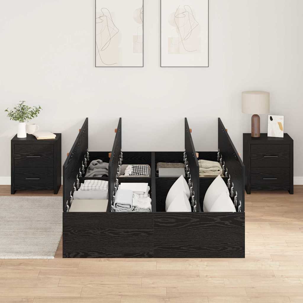 vidaXL Rama łóżka z miejscem na przechowywanie Czarny Dąb 120 x 200 cm