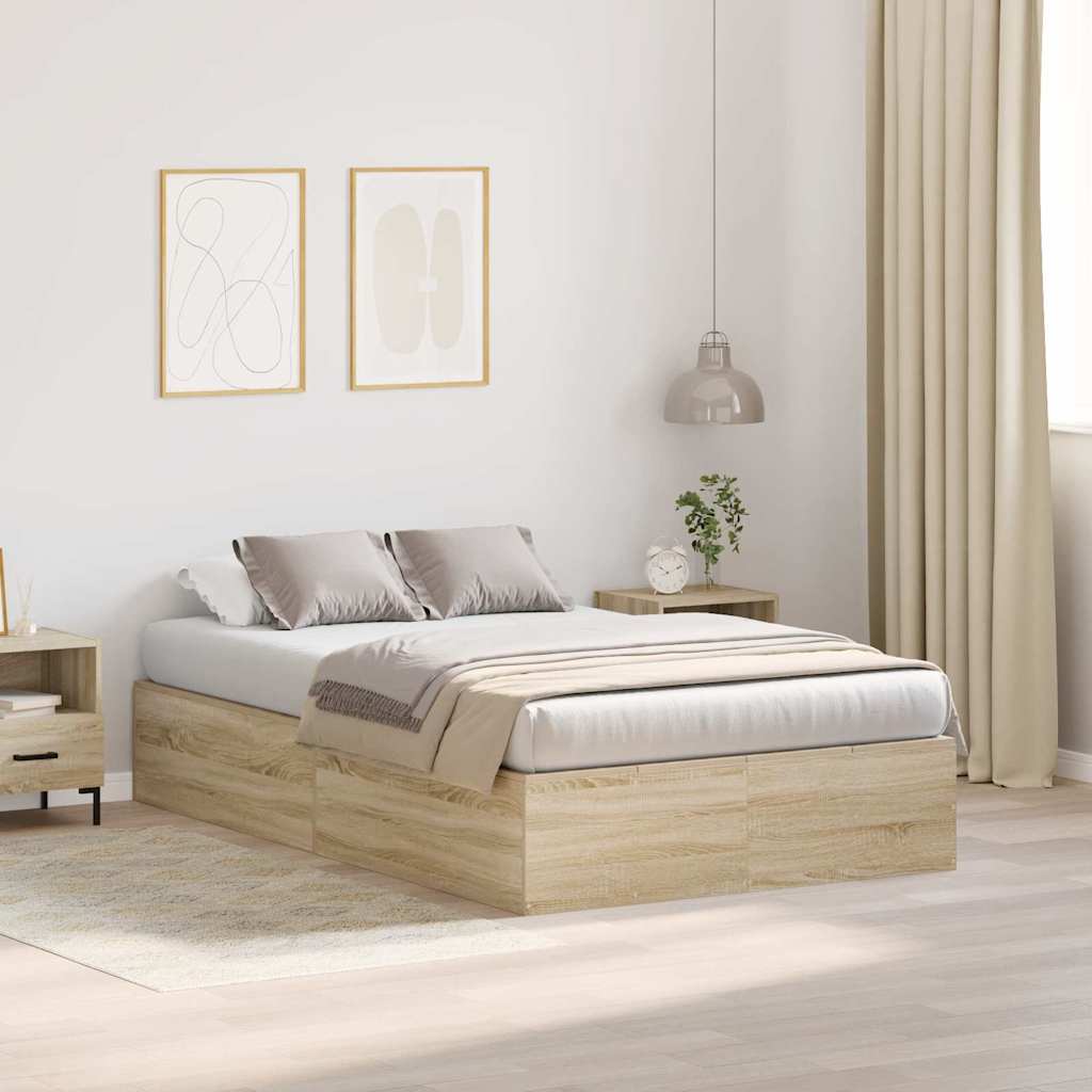 vidaXL Rama łóżka z miejscem na przechowywanie Dąb Sonoma 120 x 200 cm
