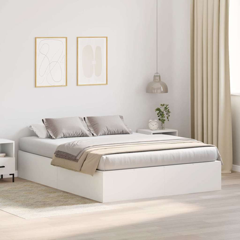 vidaXL Rama łóżka z miejscem na przechowywanie Biały 140 x 200 cm