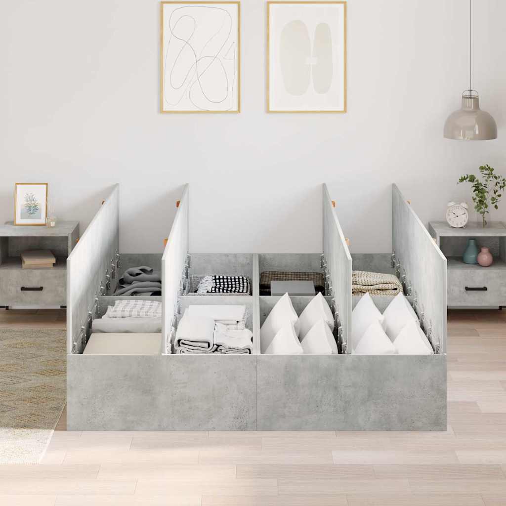 vidaXL Rama łóżka z miejscem na przechowywanie Betonowy szary