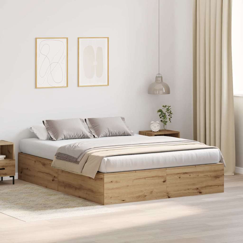 vidaXL Rama łóżka z miejscem na przechowywanie Dąb rzemieślniczy