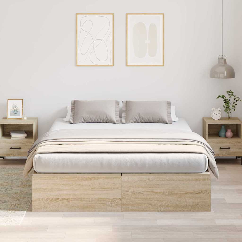 vidaXL Rama łóżka z miejscem na przechowywanie Dąb Sonoma 160 x 200 cm