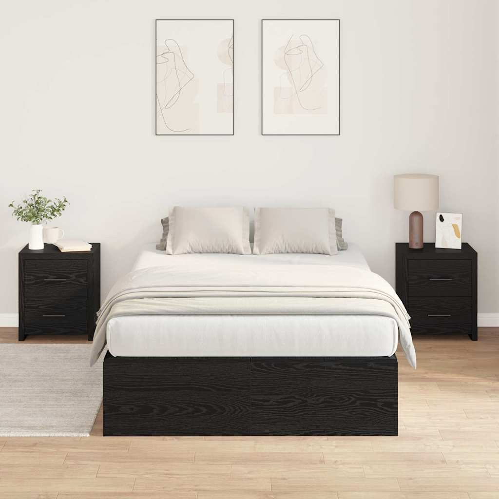 vidaXL Rama łóżka z miejscem na przechowywanie Czarny Dąb 120 x 190 cm