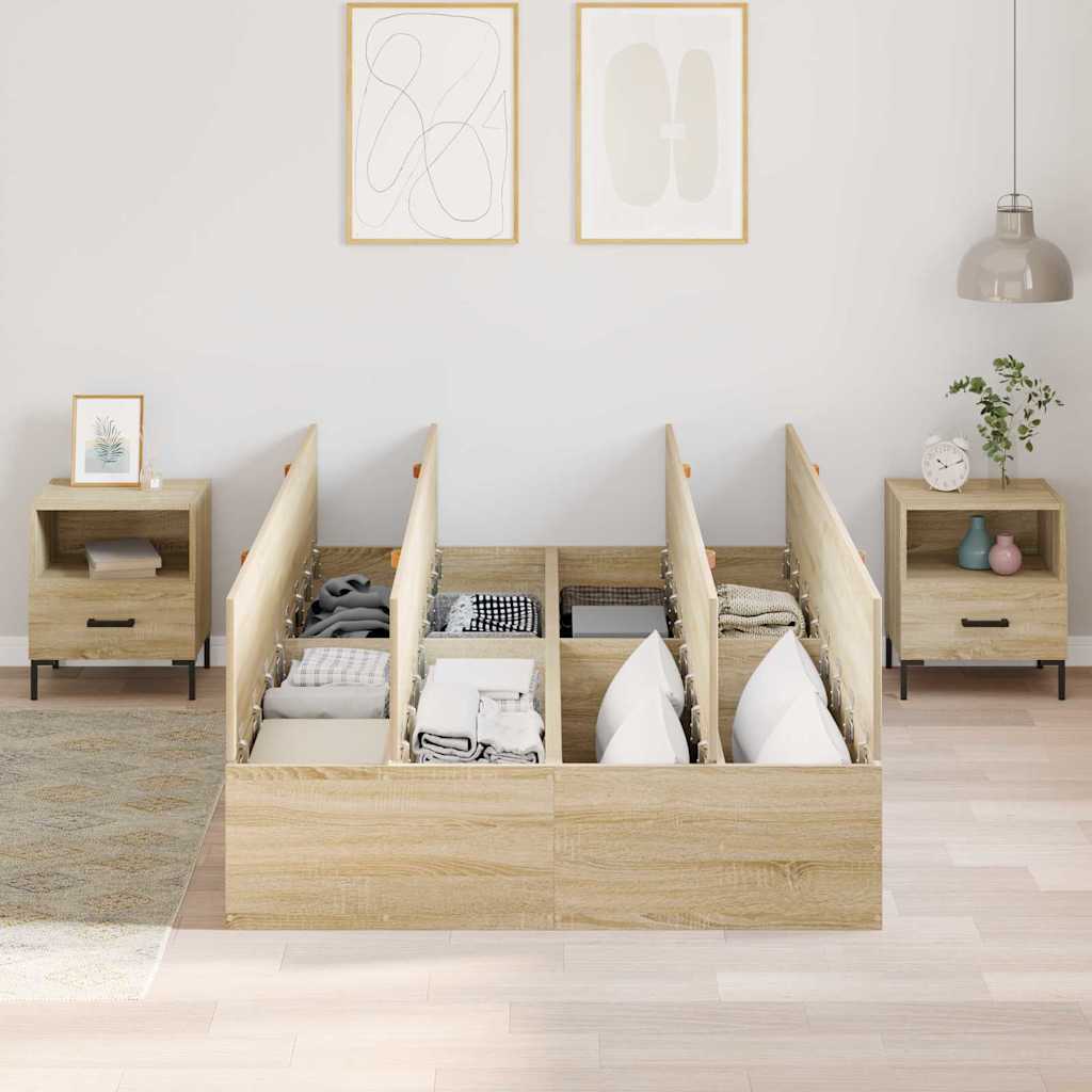 vidaXL Rama łóżka z miejscem na przechowywanie Dąb Sonoma 120 x 190 cm