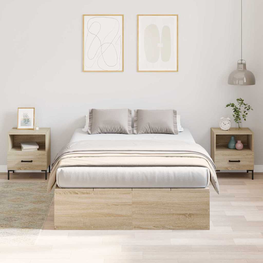 vidaXL Rama łóżka z miejscem na przechowywanie Dąb Sonoma 120 x 190 cm