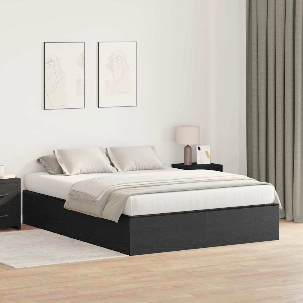 vidaXL Rama łóżka z miejscem na przechowywanie Czarny Dąb 140 x 190 cm