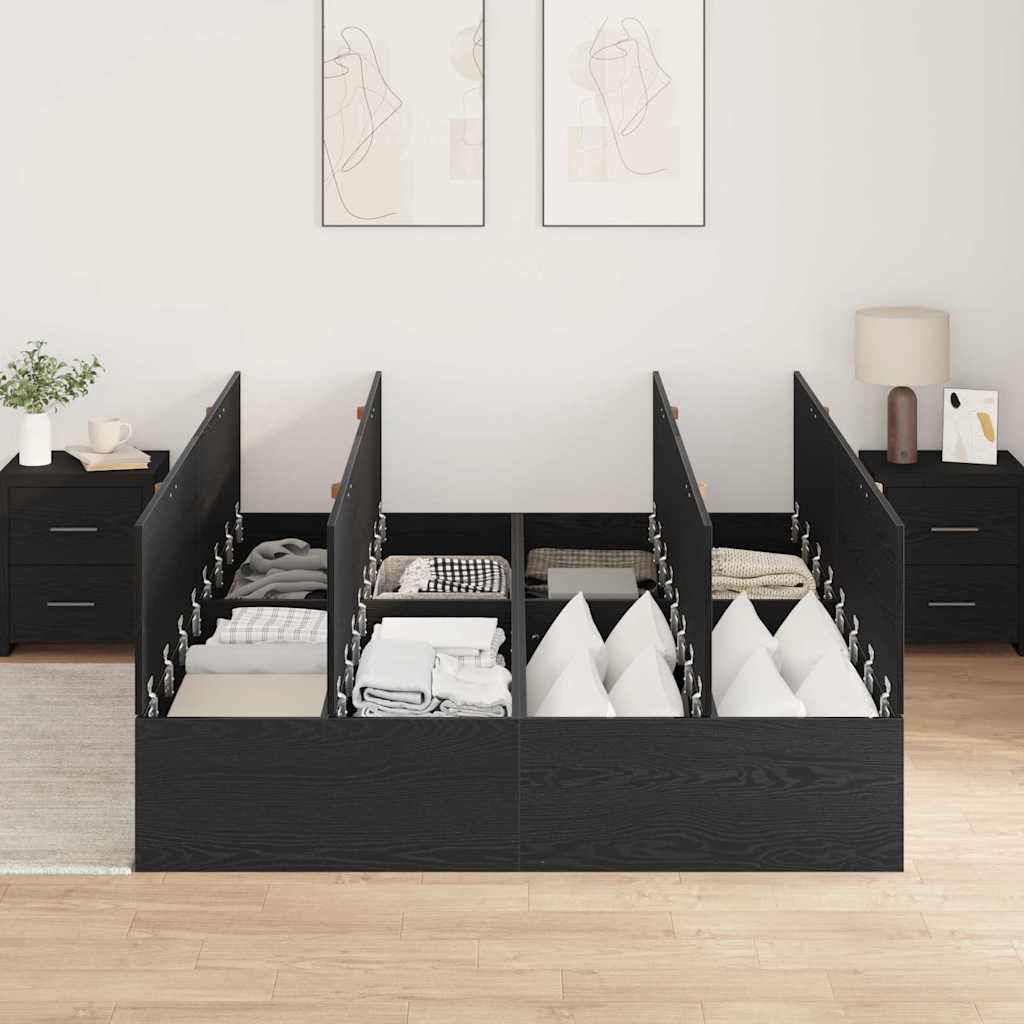 vidaXL Rama łóżka z miejscem na przechowywanie Czarny Dąb 140 x 190 cm