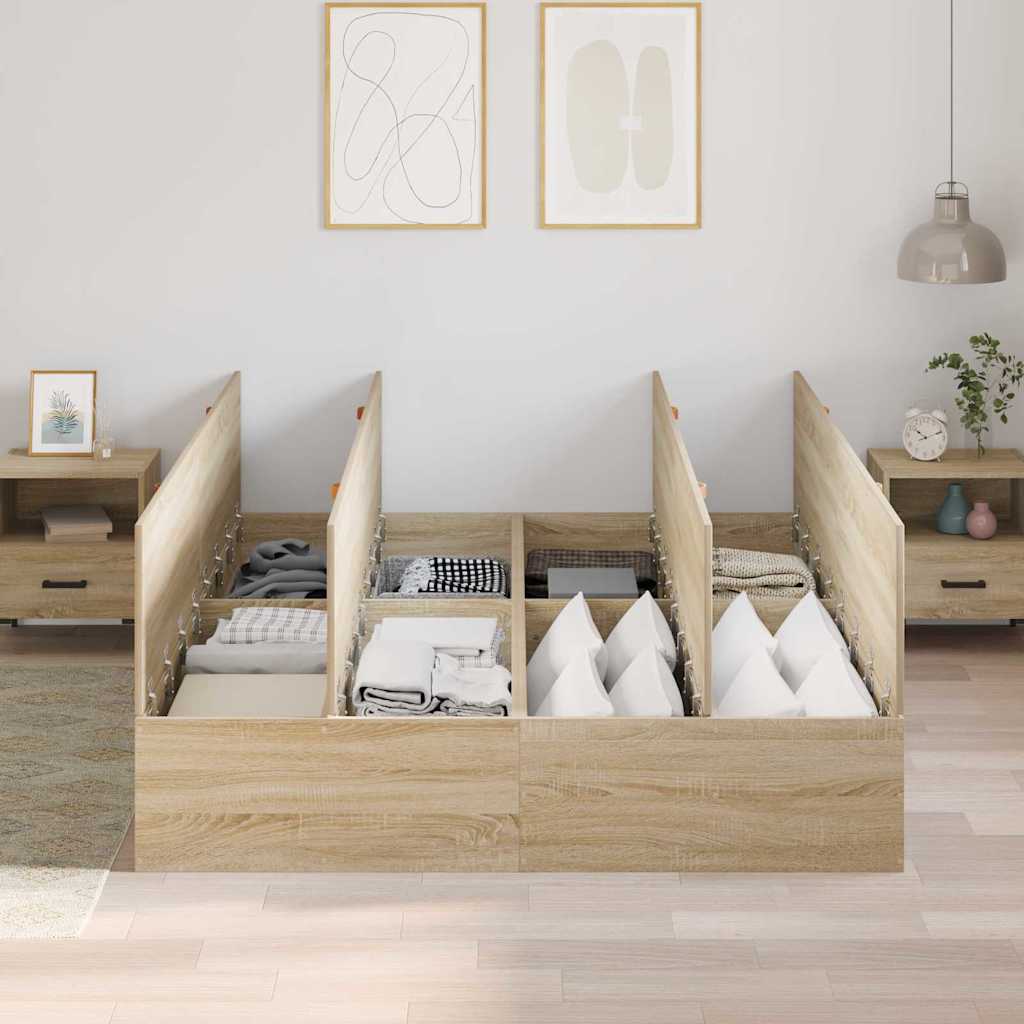 vidaXL Rama łóżka z miejscem na przechowywanie Dąb Sonoma 140 x 190 cm