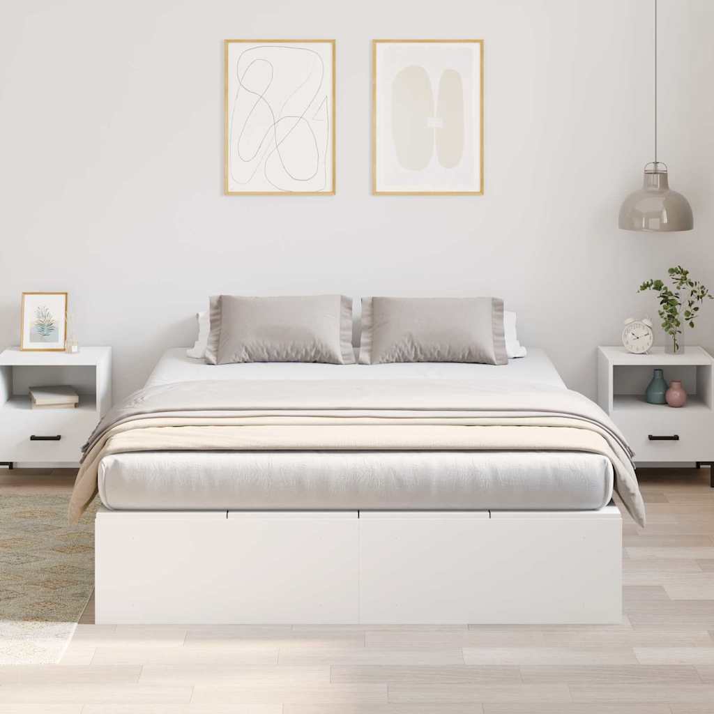 vidaXL Rama łóżka z miejscem na przechowywanie Biały 135 x 190 cm