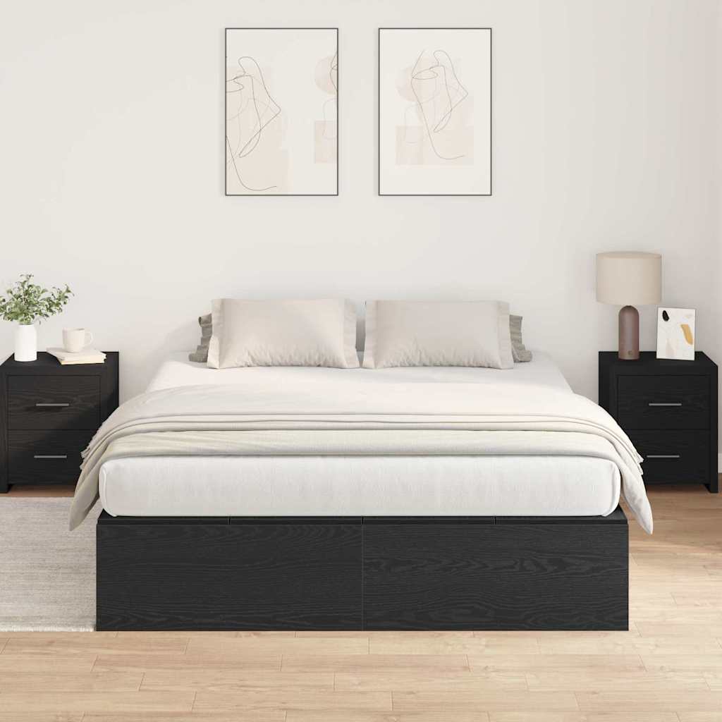 vidaXL Rama łóżka z miejscem na przechowywanie Czarny Dąb 135 x 190 cm