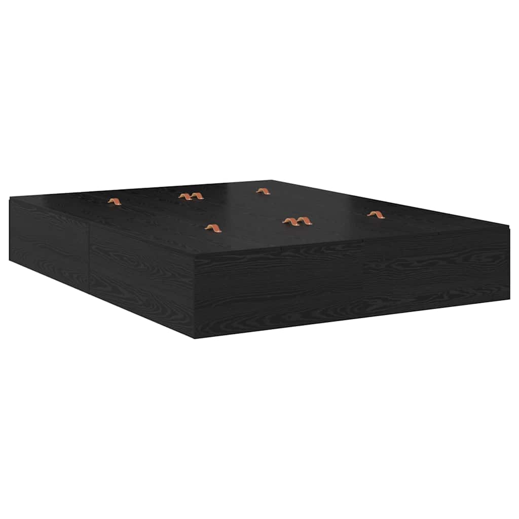 vidaXL Rama łóżka z miejscem na przechowywanie Czarny Dąb 135 x 190 cm