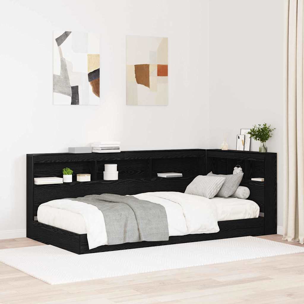 vidaXL Zagłówek do przechowywania z półką Czarny Dąb 80 cm
