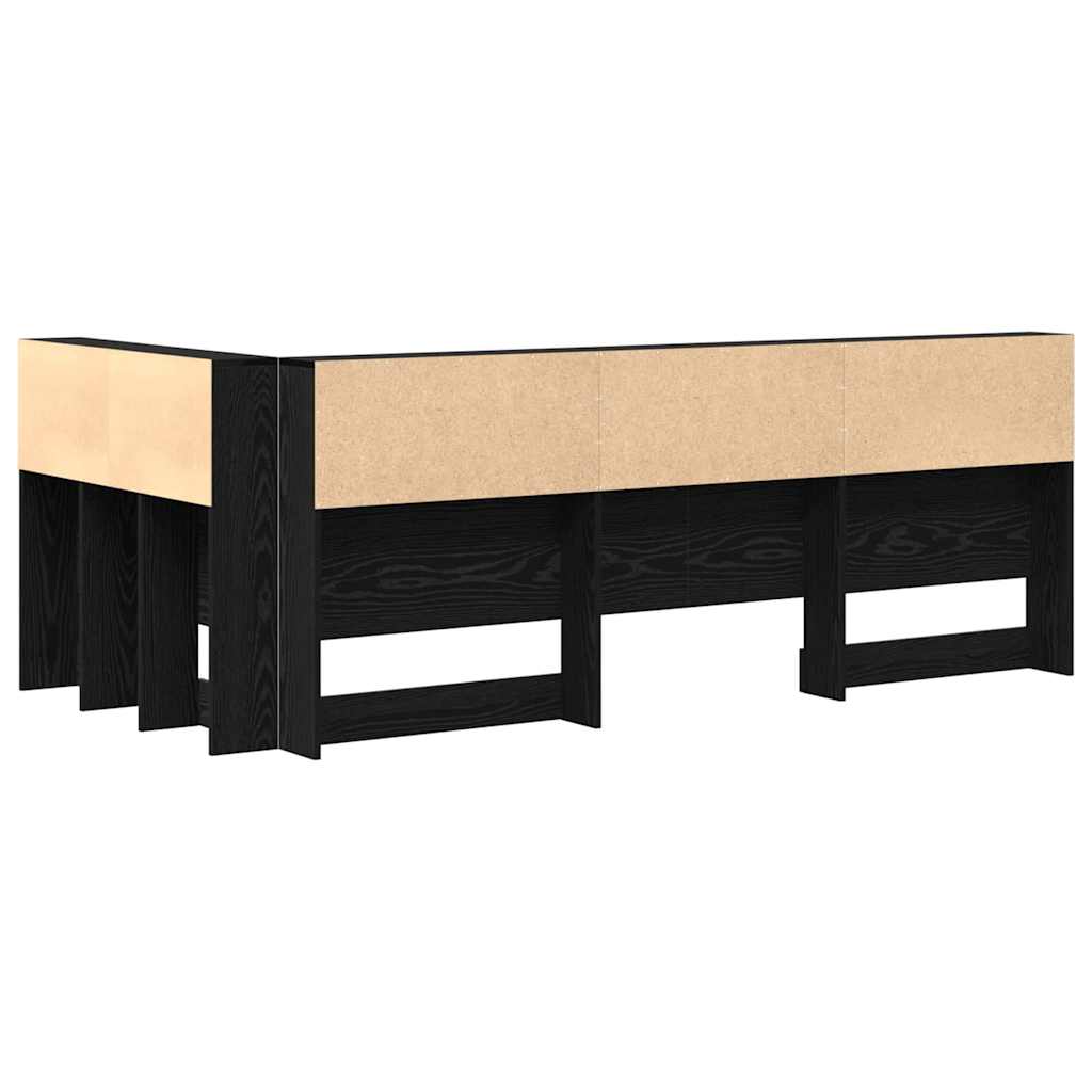 vidaXL Zagłówek do przechowywania z półką Czarny Dąb 80 cm