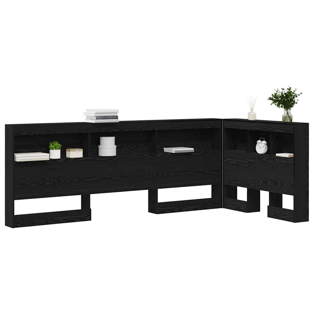 vidaXL Zagłówek do przechowywania z półką Czarny Dąb 80 cm